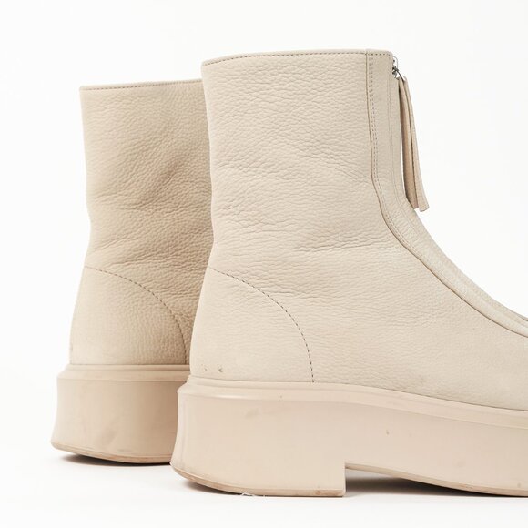 The Row Beige Leather Platform Zipped Boot - Picture 8 of 9